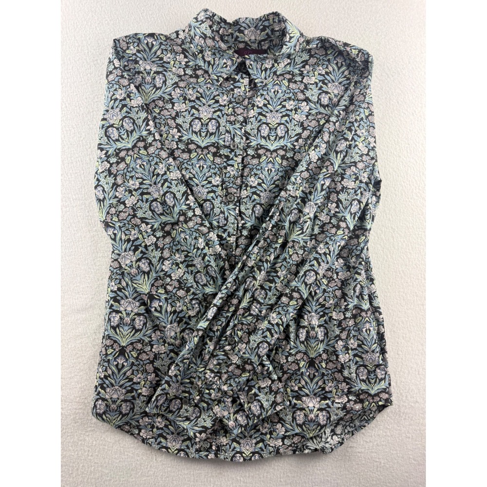 J.Crew Liberty Fabric Floral Damask Button Down Shirt Blue Lavender Womens 6